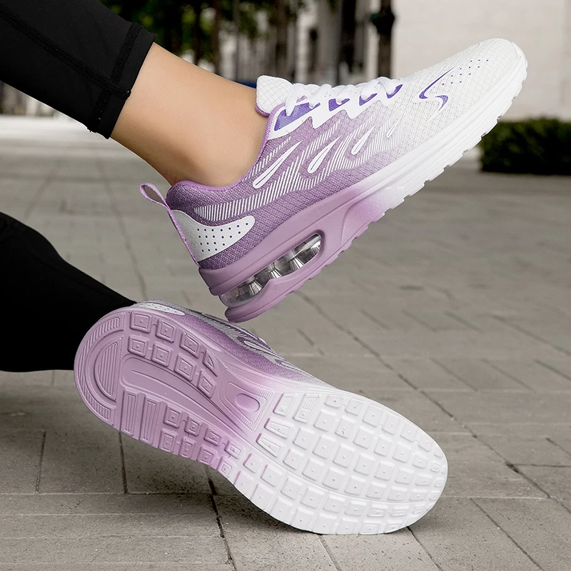 Women Air Cushion Shock Absorption Running Shoes Breathable Anti-slip Lightweight Outdoor Gym Fitness Casual Daily Wear Sneakers