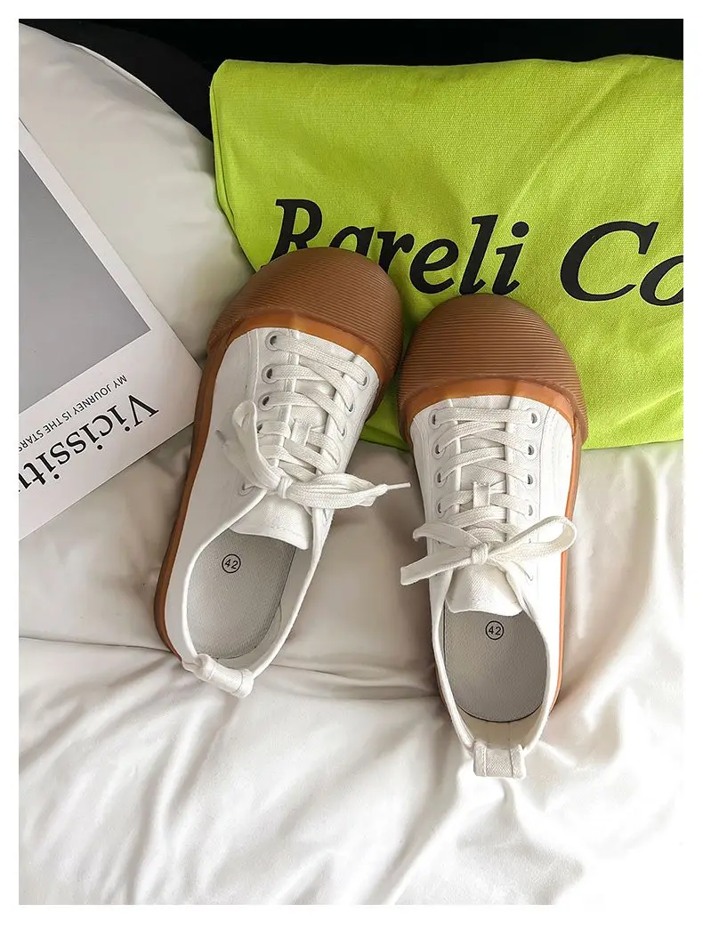 Unisex Big Head Board-shoe White Platform Canvas Shoes High Street Fashion Commuting Luxury Brand Couple Casual Sneakers