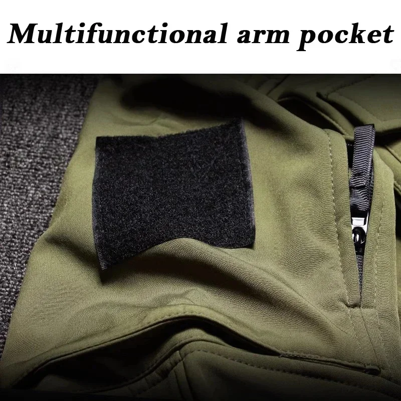 Tactical Shark Men’s Soft Shell Jacket Fleece Lined Waterproof Warm Outdoor Combat Coat with Multiple Pockets Windbreaker