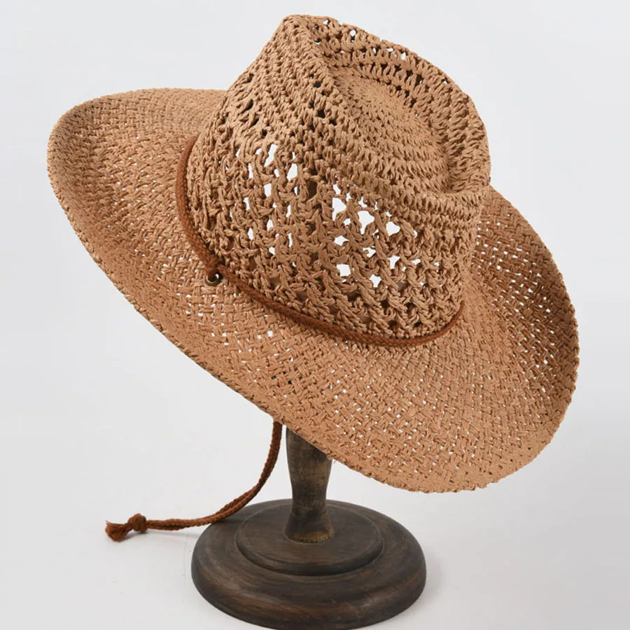 Panama Soft Straw Hat For Men Women Summer Breathable Travel Beach Hats Solid Wide Brim Sunscreen Hat
