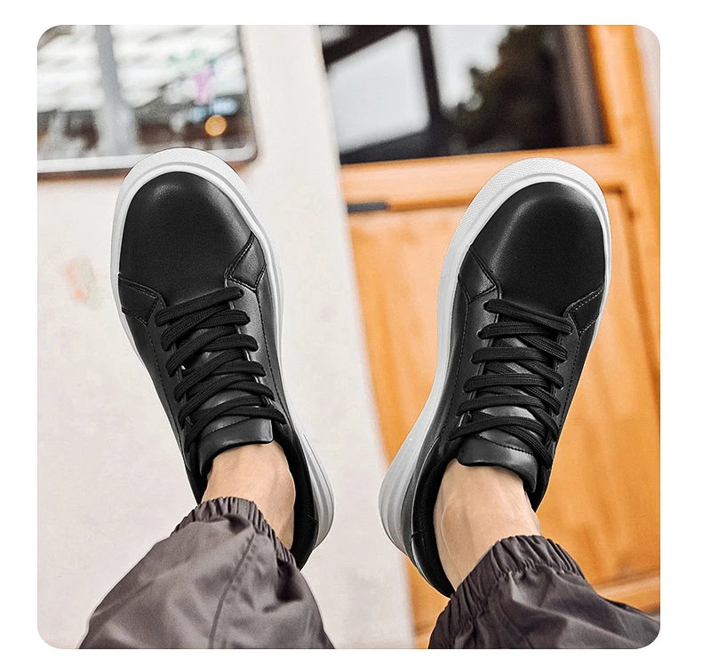 New Men’s Sneakers Elevator Shoes Heightening Height Increase Insole 6-10CM High Heels Shoes Leather Sport Shoes Men Shoes