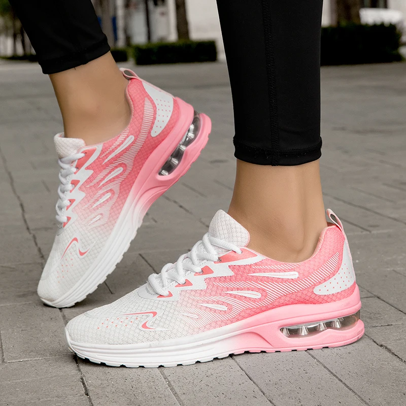 Women Air Cushion Shock Absorption Running Shoes Breathable Anti-slip Lightweight Outdoor Gym Fitness Casual Daily Wear Sneakers