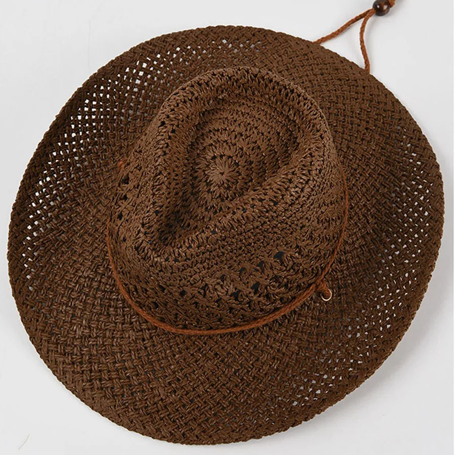Panama Soft Straw Hat For Men Women Summer Breathable Travel Beach Hats Solid Wide Brim Sunscreen Hat