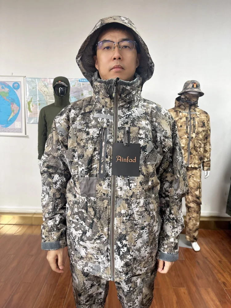 Ainfad Men’s fall winter camouflage waterproof insulation fishing Incinerator Aerolite Jacket hunting clothing