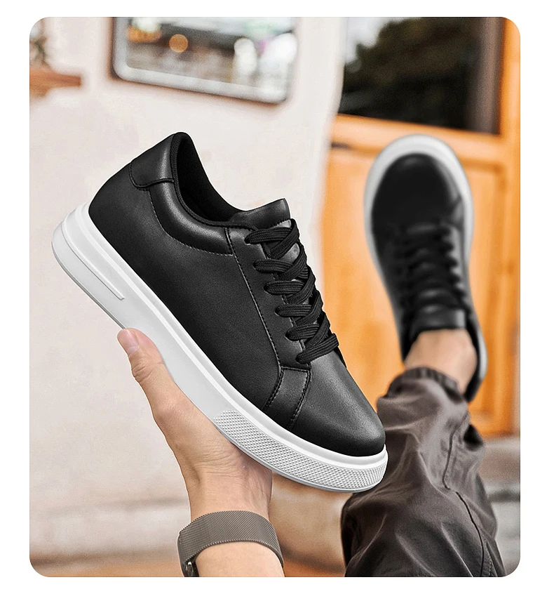 New Men’s Sneakers Elevator Shoes Heightening Height Increase Insole 6-10CM High Heels Shoes Leather Sport Shoes Men Shoes