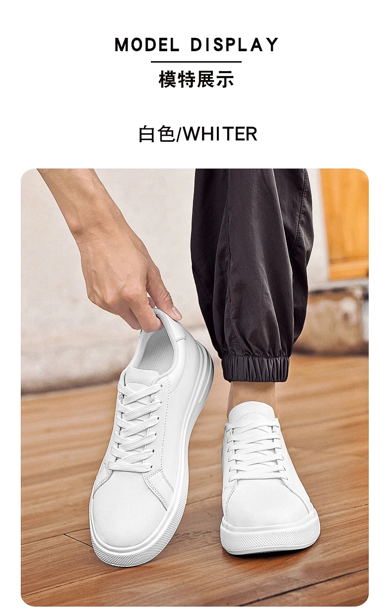 New Men’s Sneakers Elevator Shoes Heightening Height Increase Insole 6-10CM High Heels Shoes Leather Sport Shoes Men Shoes