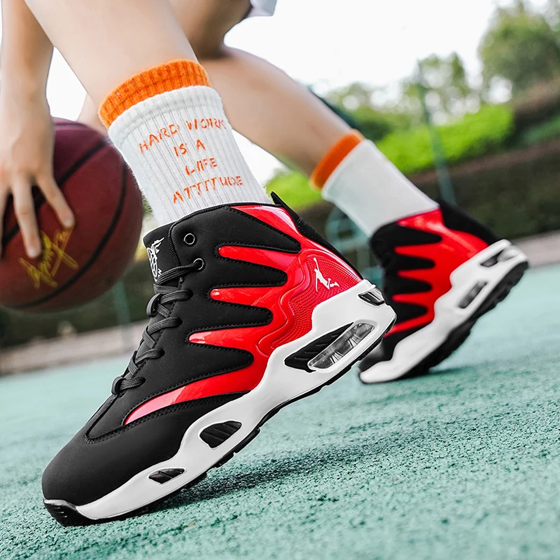 Men’s Breathable Lightweight High-Top Basketball Shoes – Non-Slip Rubber Sole, Geometric Pattern Design, Suitable for Running, Training, and Casual Wear – Stylish Sneakers for All Seasons – Perfect Gift for Him, Durable Basketball Gear, Athletic Shoes