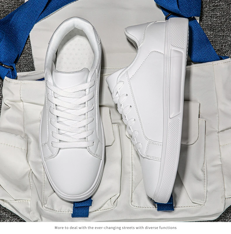 Business Casual Men’s Shoes Soft Women Shoes Comfortable Casual PU Leather Shoes for Men Autumn Solid White Men Sneakers