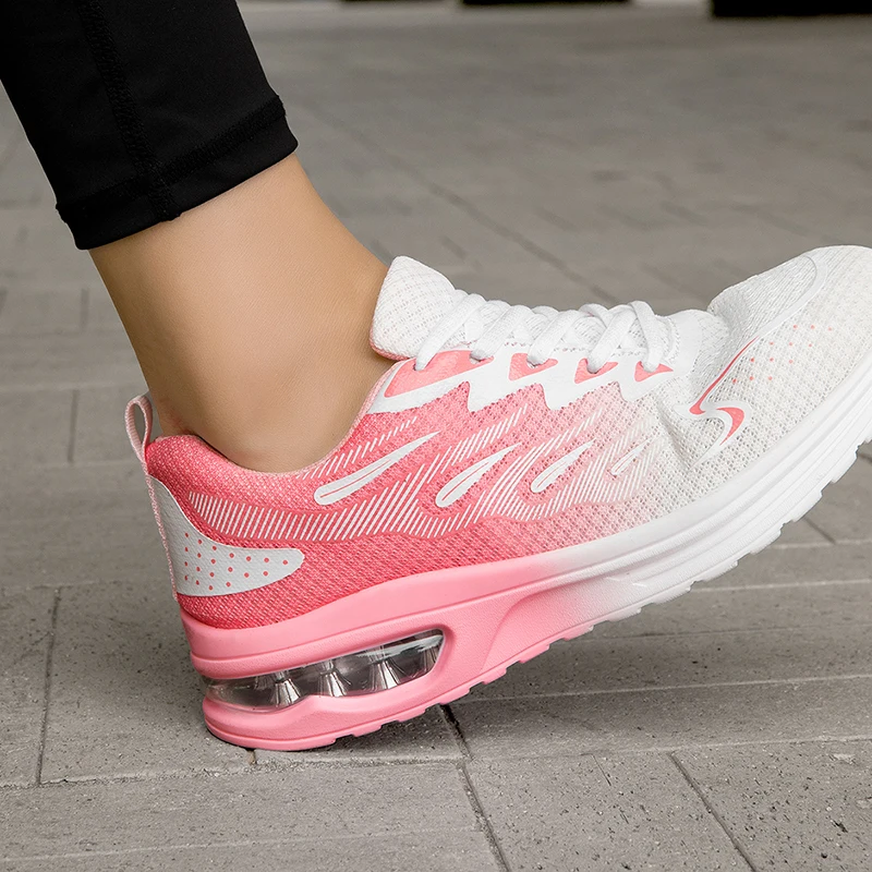 Women Air Cushion Shock Absorption Running Shoes Breathable Anti-slip Lightweight Outdoor Gym Fitness Casual Daily Wear Sneakers