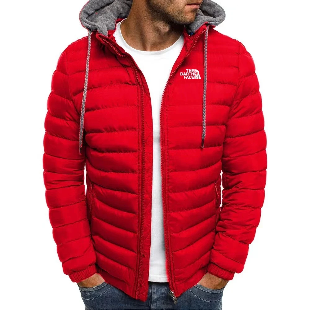 2024 casual outdoor winter men’s warm zipper street business travel slim fit fashionable hooded jacket