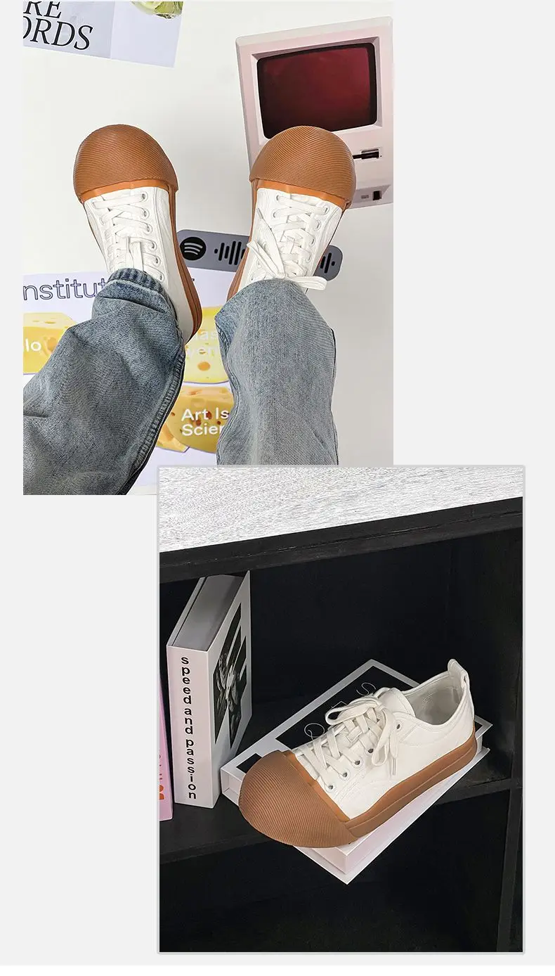 Unisex Big Head Board-shoe White Platform Canvas Shoes High Street Fashion Commuting Luxury Brand Couple Casual Sneakers
