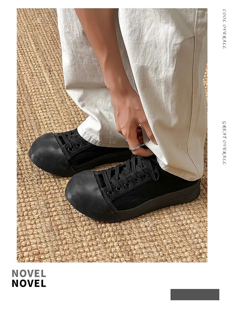 Unisex Big Head Board-shoe White Platform Canvas Shoes High Street Fashion Commuting Luxury Brand Couple Casual Sneakers
