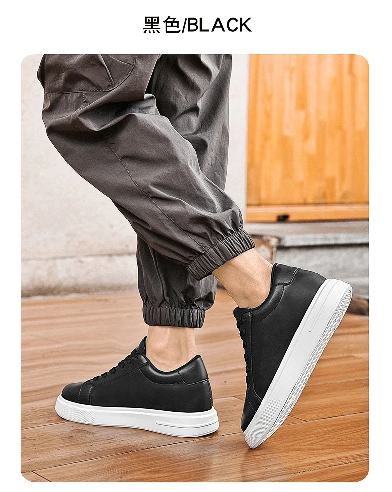 New Men’s Sneakers Elevator Shoes Heightening Height Increase Insole 6-10CM High Heels Shoes Leather Sport Shoes Men Shoes