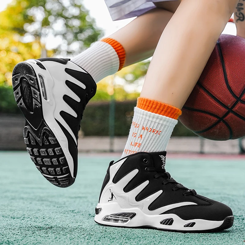 Men’s Breathable Lightweight High-Top Basketball Shoes – Non-Slip Rubber Sole, Geometric Pattern Design, Suitable for Running, Training, and Casual Wear – Stylish Sneakers for All Seasons – Perfect Gift for Him, Durable Basketball Gear, Athletic Shoes