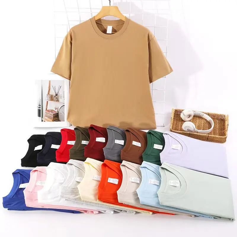 1pcs 230g Pure Cotton T-Shirt Summer Short Sleeve Tees Comfort Fashion Solid Couple’s Tops Boys Girls Casual Round Neck T Shirts