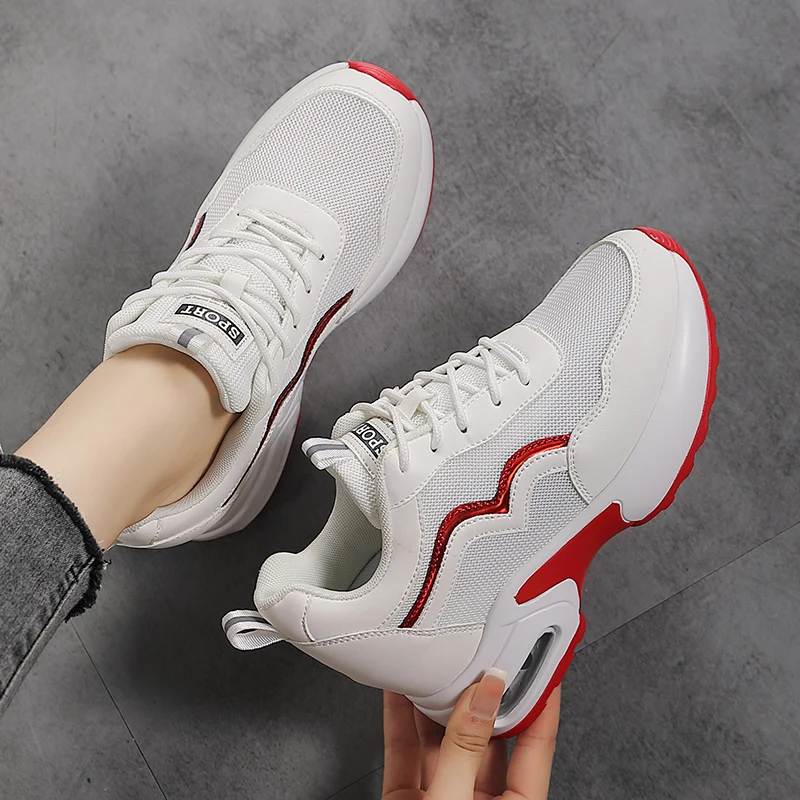 Women Air Cushion Shock Absorption Running Shoes Breathable Anti-slip Lightweight Outdoor Gym Fitness Casual Daily Wear Sneakers