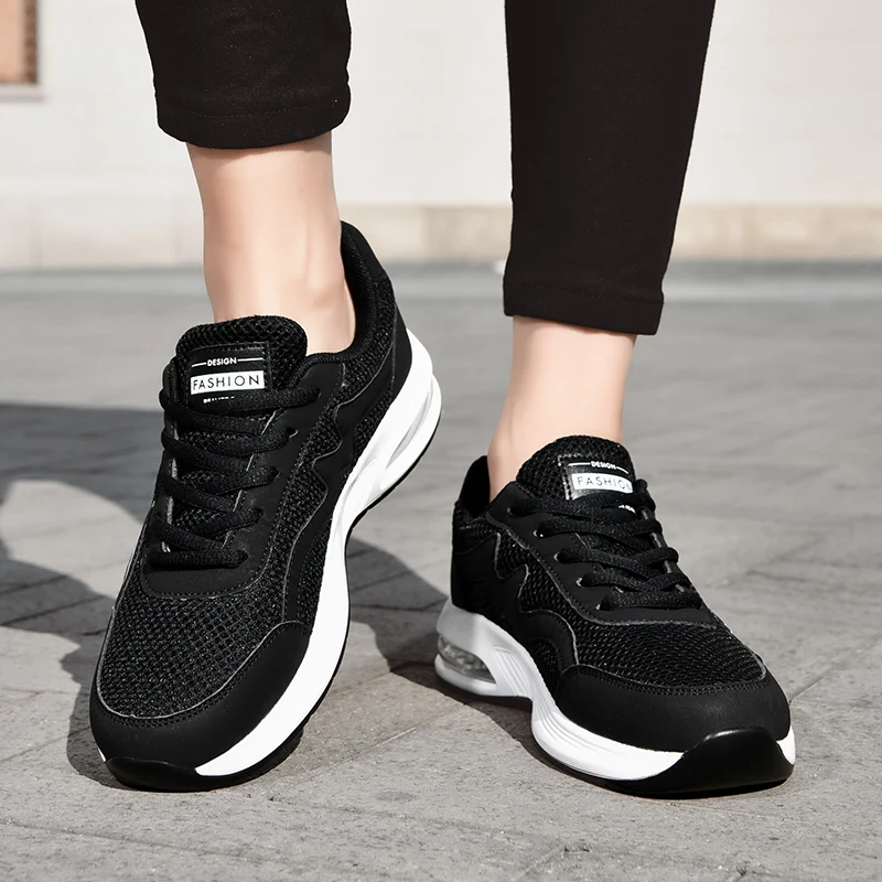 Women Air Cushion Shock Absorption Running Shoes Breathable Anti-slip Lightweight Outdoor Gym Fitness Casual Daily Wear Sneakers