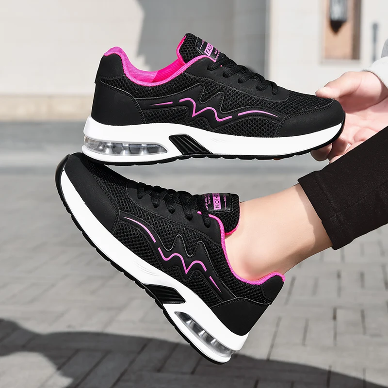 Women Air Cushion Shock Absorption Running Shoes Breathable Anti-slip Lightweight Outdoor Gym Fitness Casual Daily Wear Sneakers