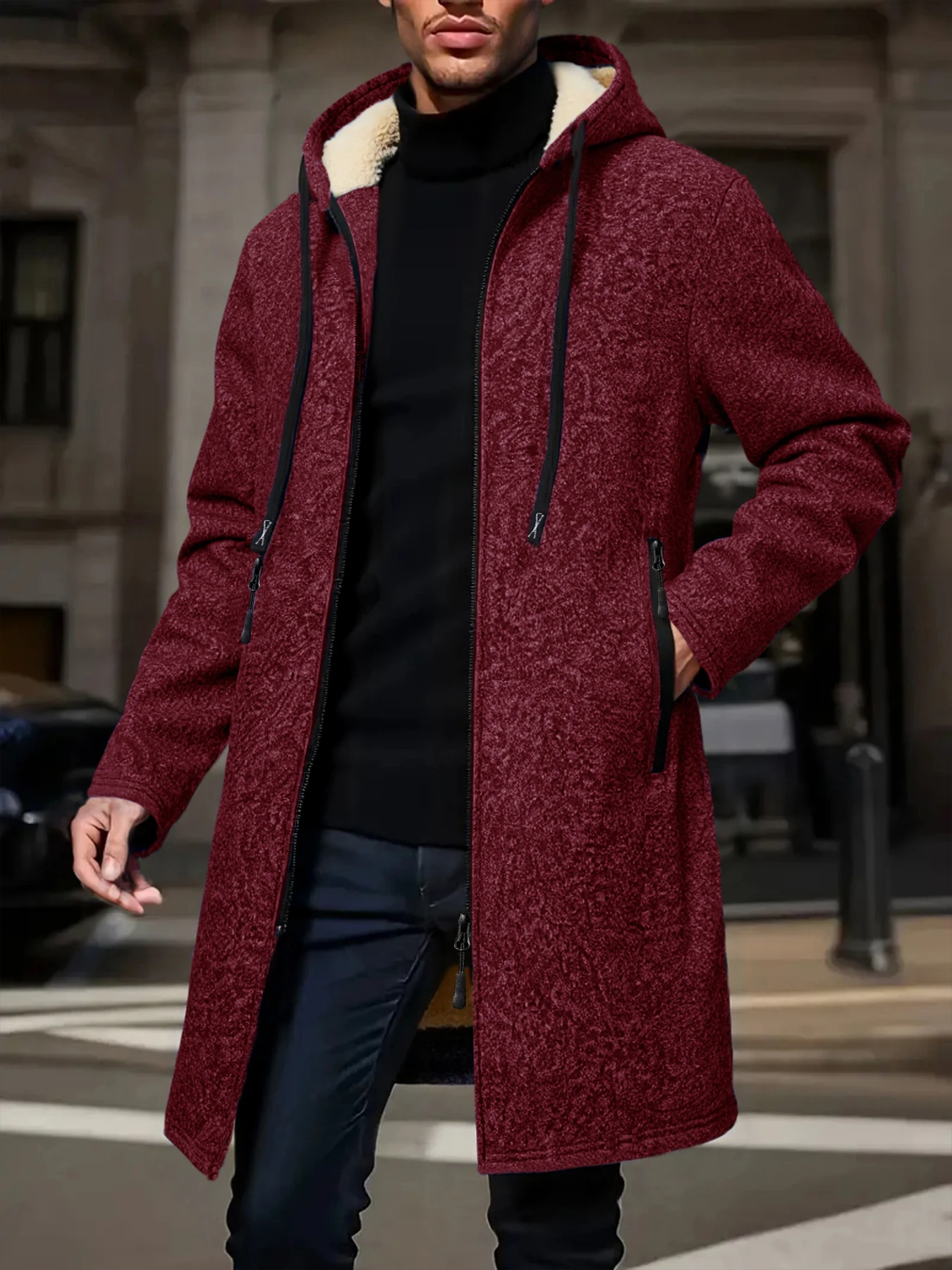 Winter Men’s Thickened Jacket Hoodies Long Sleeve Sweatshirts Outdoor Warm Zipper Cardigan Streetwear Mens Oversize Jacket Coat