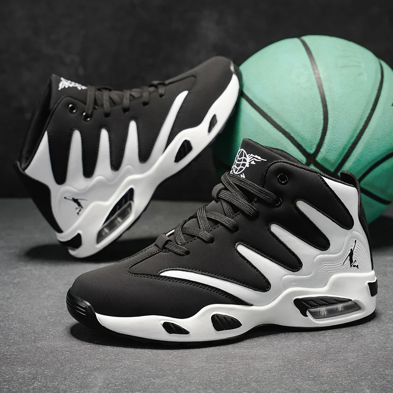 Men’s Breathable Lightweight High-Top Basketball Shoes – Non-Slip Rubber Sole, Geometric Pattern Design, Suitable for Running, Training, and Casual Wear – Stylish Sneakers for All Seasons – Perfect Gift for Him, Durable Basketball Gear, Athletic Shoes