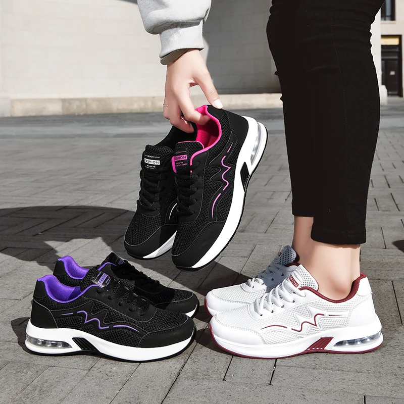 Women Air Cushion Shock Absorption Running Shoes Breathable Anti-slip Lightweight Outdoor Gym Fitness Casual Daily Wear Sneakers