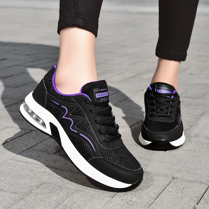Women Air Cushion Shock Absorption Running Shoes Breathable Anti-slip Lightweight Outdoor Gym Fitness Casual Daily Wear Sneakers