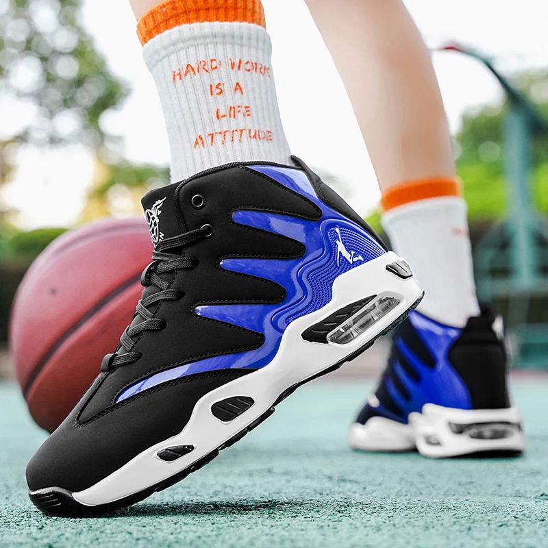 Men’s Breathable Lightweight High-Top Basketball Shoes – Non-Slip Rubber Sole, Geometric Pattern Design, Suitable for Running, Training, and Casual Wear – Stylish Sneakers for All Seasons – Perfect Gift for Him, Durable Basketball Gear, Athletic Shoes
