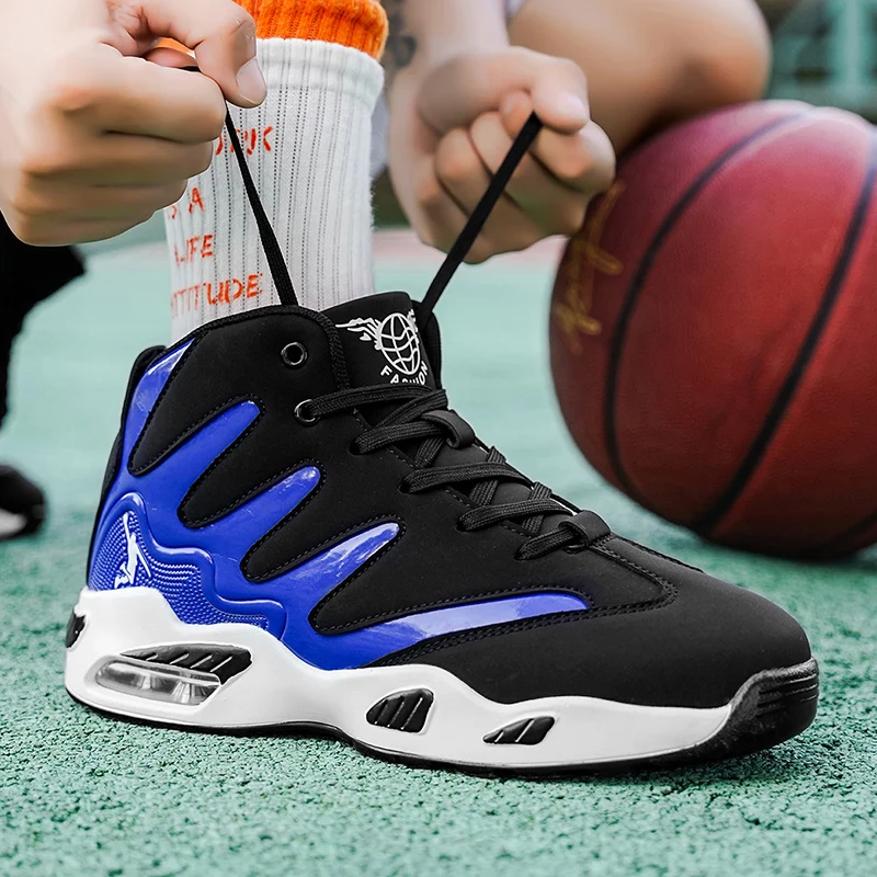 Men’s Breathable Lightweight High-Top Basketball Shoes – Non-Slip Rubber Sole, Geometric Pattern Design, Suitable for Running, Training, and Casual Wear – Stylish Sneakers for All Seasons – Perfect Gift for Him, Durable Basketball Gear, Athletic Shoes