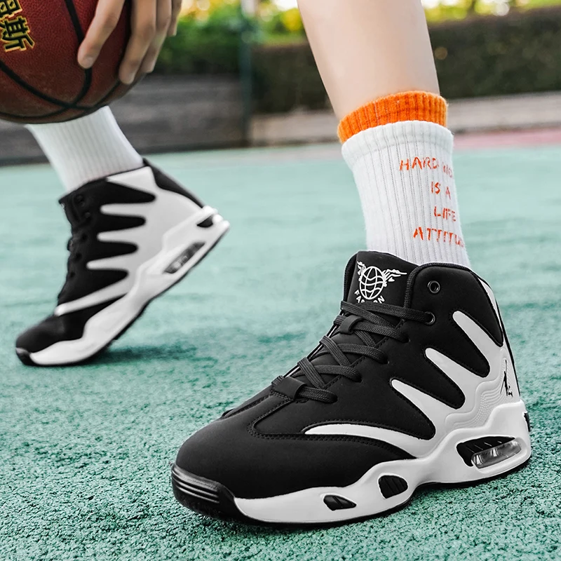 Men’s Breathable Lightweight High-Top Basketball Shoes – Non-Slip Rubber Sole, Geometric Pattern Design, Suitable for Running, Training, and Casual Wear – Stylish Sneakers for All Seasons – Perfect Gift for Him, Durable Basketball Gear, Athletic Shoes