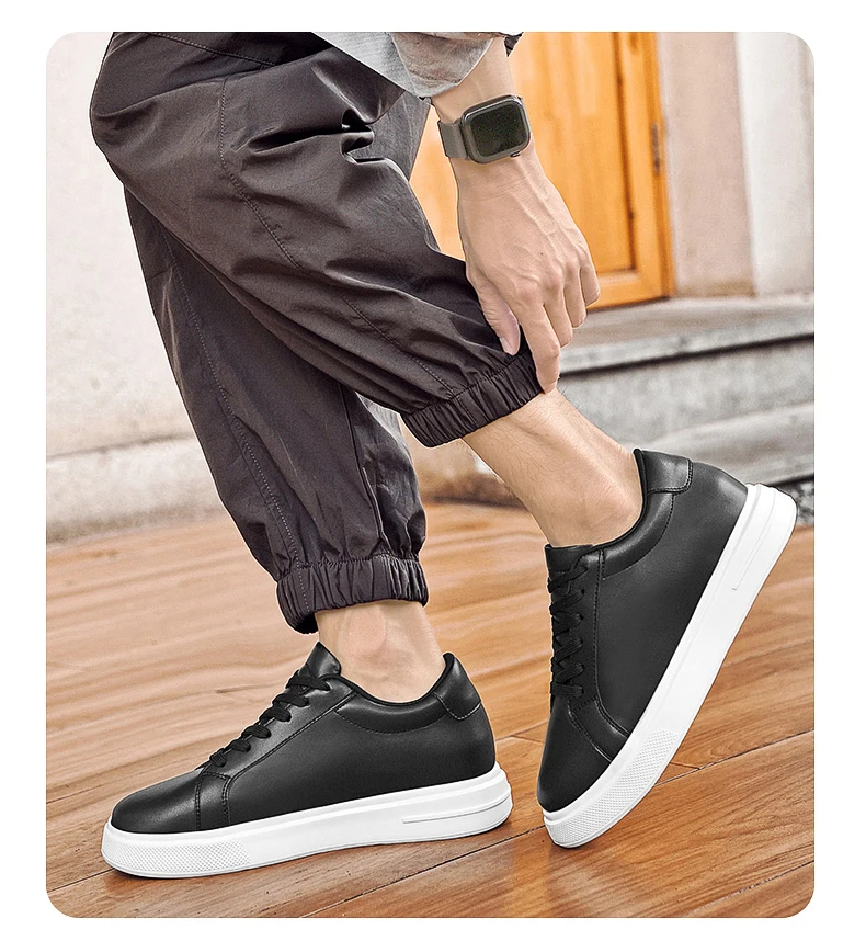New Men’s Sneakers Elevator Shoes Heightening Height Increase Insole 6-10CM High Heels Shoes Leather Sport Shoes Men Shoes
