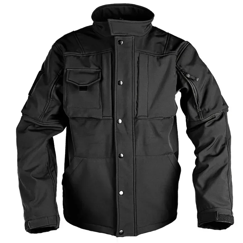 Tactical Shark Men’s Soft Shell Jacket Fleece Lined Waterproof Warm Outdoor Combat Coat with Multiple Pockets Windbreaker