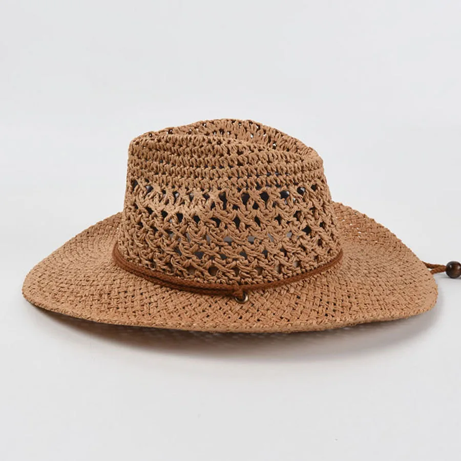 Panama Soft Straw Hat For Men Women Summer Breathable Travel Beach Hats Solid Wide Brim Sunscreen Hat