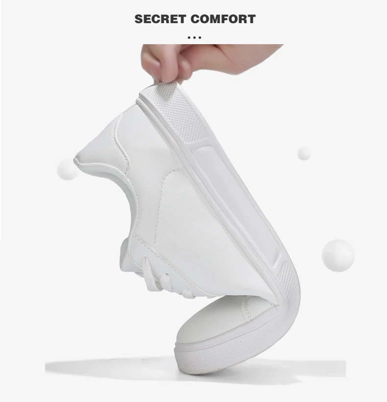 Business Casual Men’s Shoes Soft Women Shoes Comfortable Casual PU Leather Shoes for Men Autumn Solid White Men Sneakers