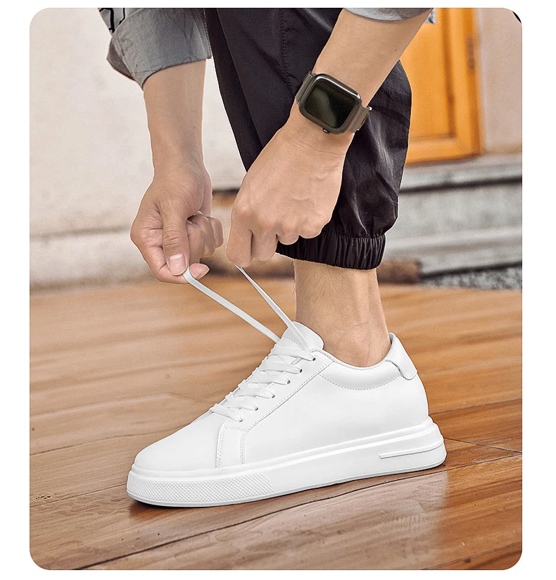 New Men’s Sneakers Elevator Shoes Heightening Height Increase Insole 6-10CM High Heels Shoes Leather Sport Shoes Men Shoes