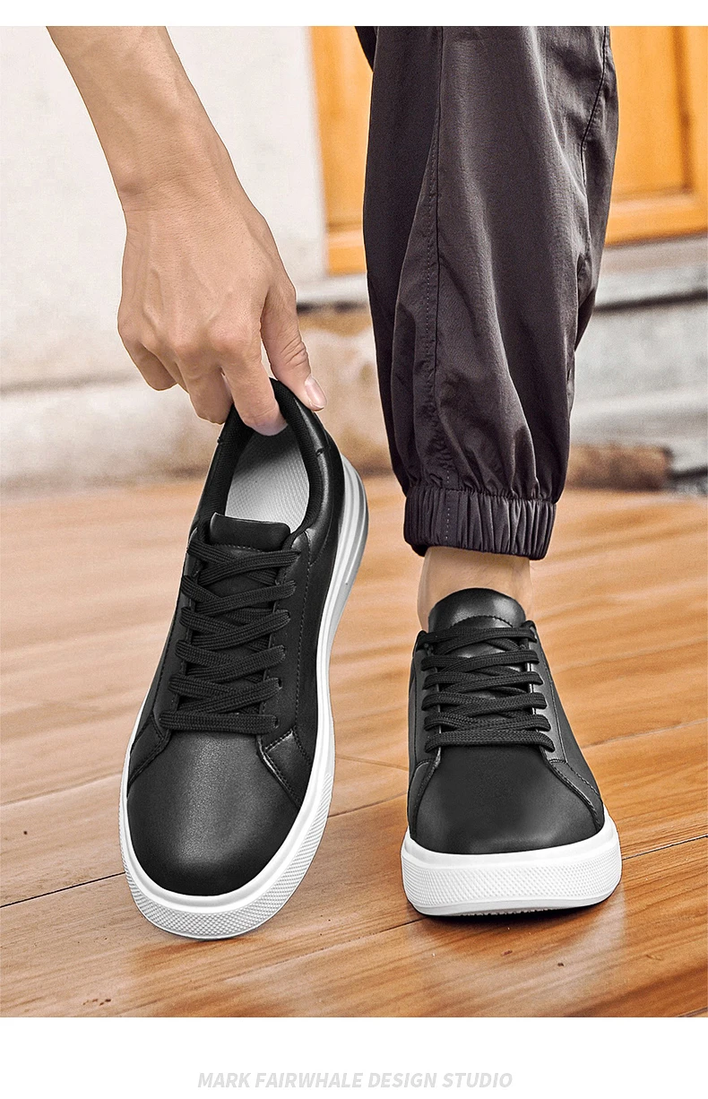 New Men’s Sneakers Elevator Shoes Heightening Height Increase Insole 6-10CM High Heels Shoes Leather Sport Shoes Men Shoes