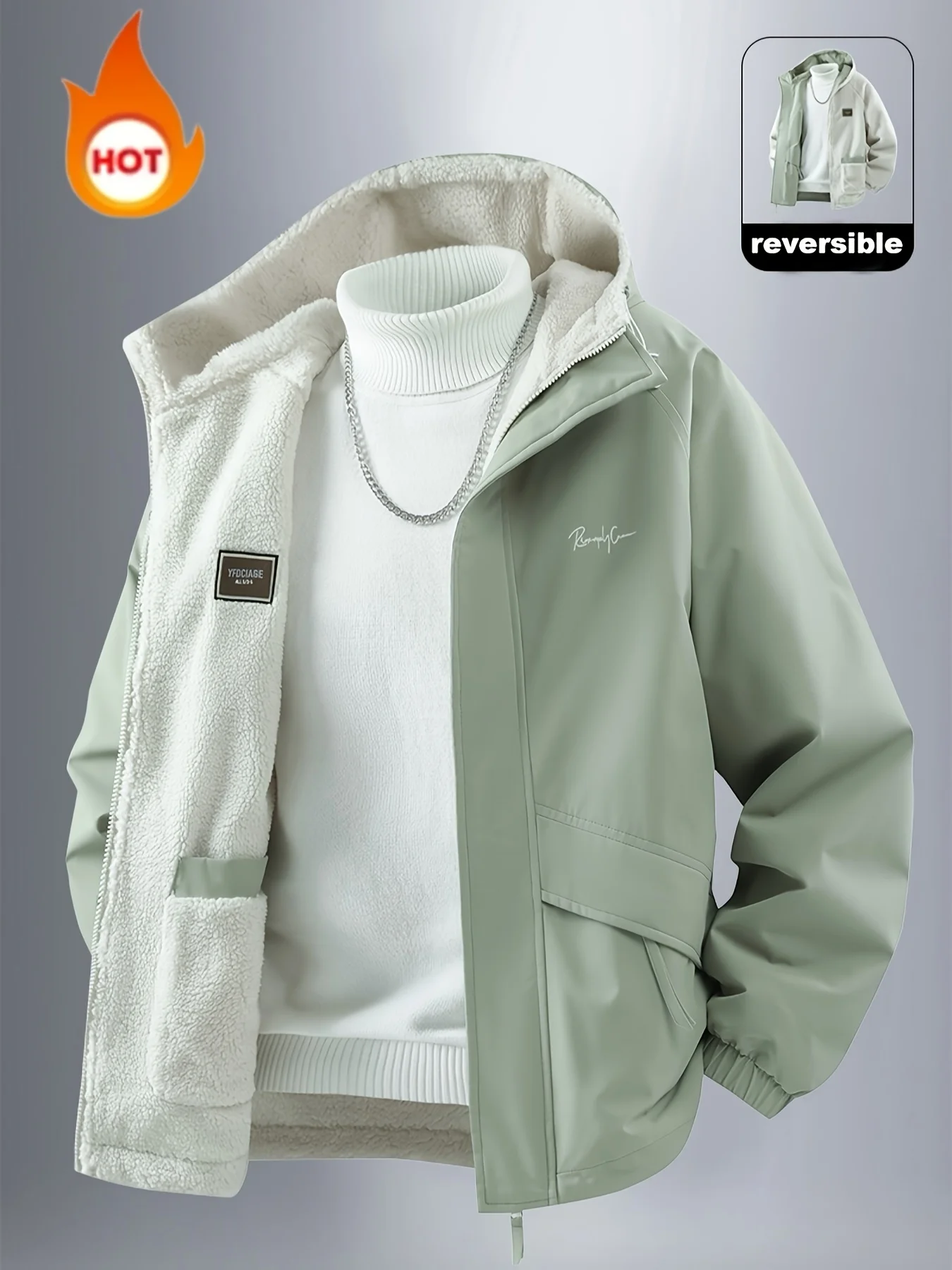 Men’s Jacket, Men’s Casual Outdoor Sports Warm Jacket, Reversible Jacket, Fashionable Couple Jacket, Using Windproof and Wear-Resistant Fabric, Warm and Comfortable, Men’s Loose Jacket