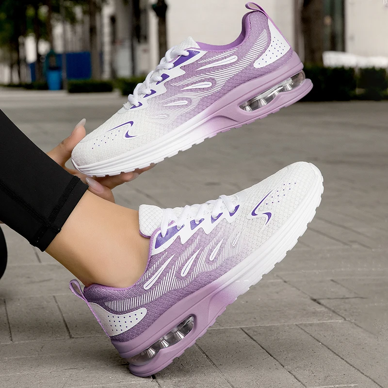Women Air Cushion Shock Absorption Running Shoes Breathable Anti-slip Lightweight Outdoor Gym Fitness Casual Daily Wear Sneakers