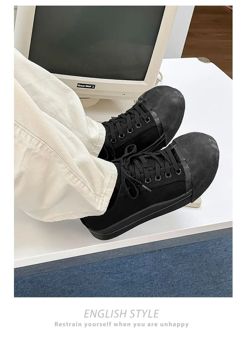Unisex Big Head Board-shoe White Platform Canvas Shoes High Street Fashion Commuting Luxury Brand Couple Casual Sneakers