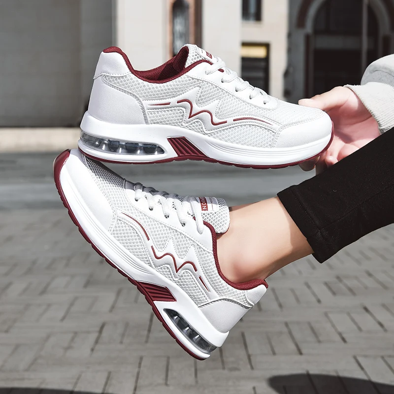 Women Air Cushion Shock Absorption Running Shoes Breathable Anti-slip Lightweight Outdoor Gym Fitness Casual Daily Wear Sneakers