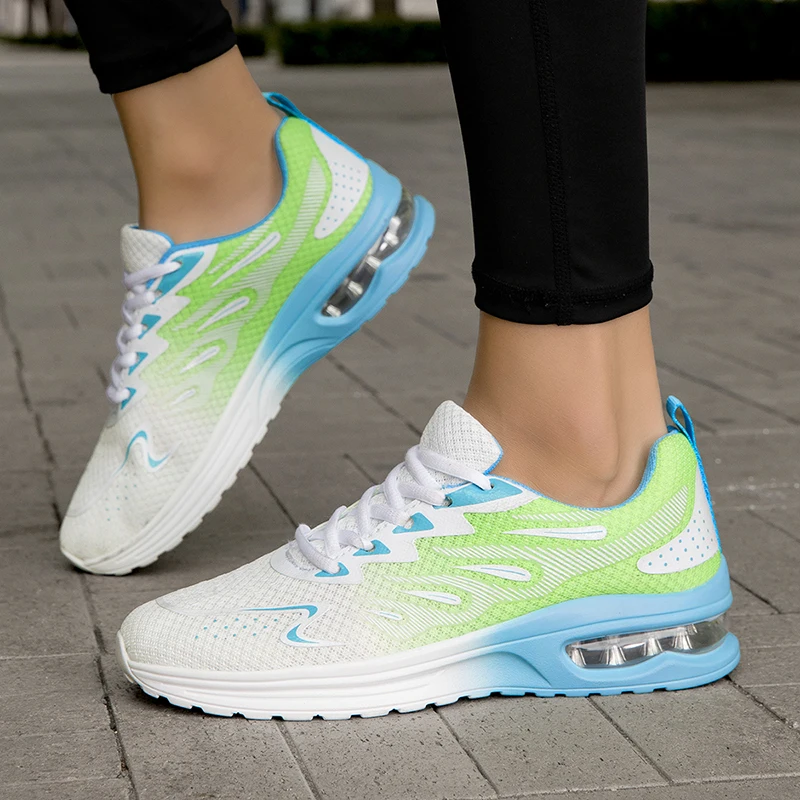 Women Air Cushion Shock Absorption Running Shoes Breathable Anti-slip Lightweight Outdoor Gym Fitness Casual Daily Wear Sneakers