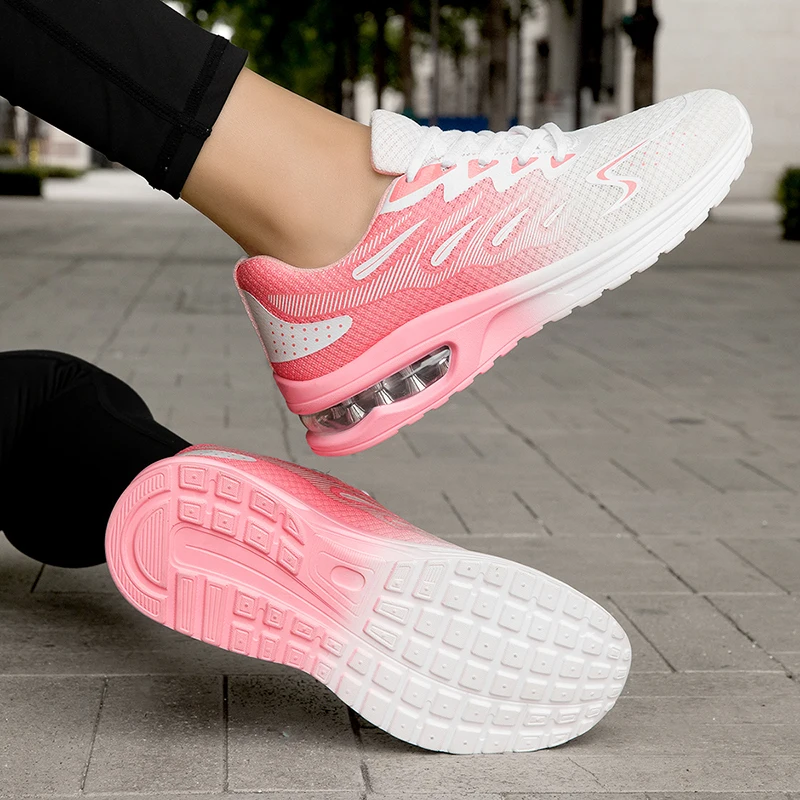 Women Air Cushion Shock Absorption Running Shoes Breathable Anti-slip Lightweight Outdoor Gym Fitness Casual Daily Wear Sneakers