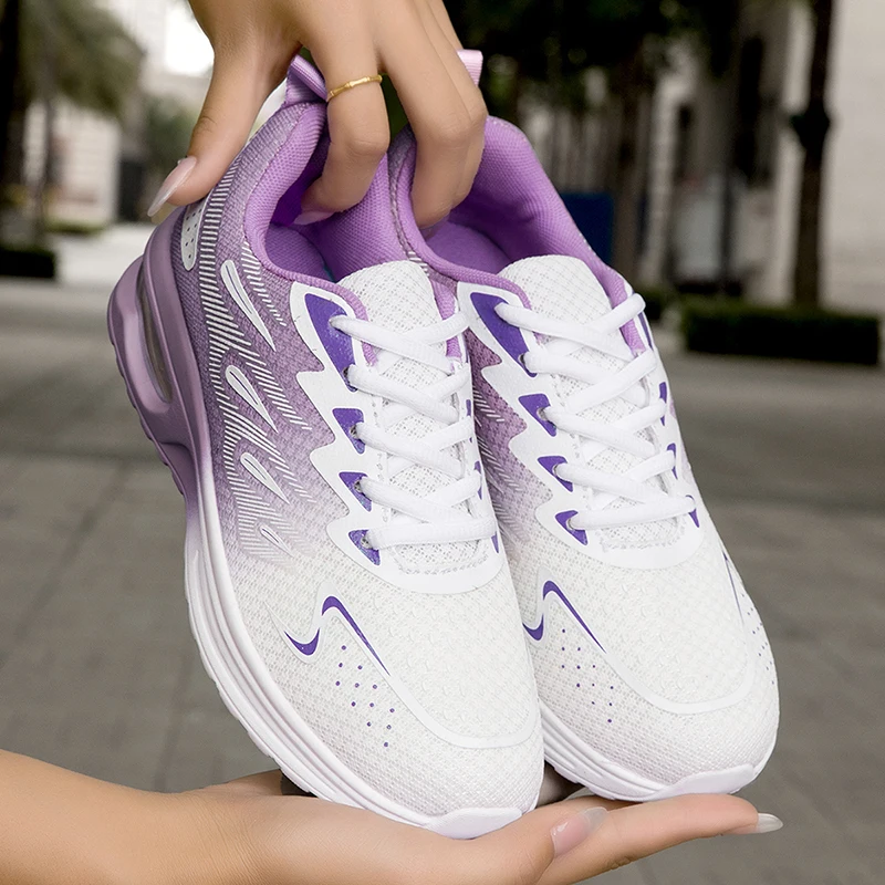Women Air Cushion Shock Absorption Running Shoes Breathable Anti-slip Lightweight Outdoor Gym Fitness Casual Daily Wear Sneakers