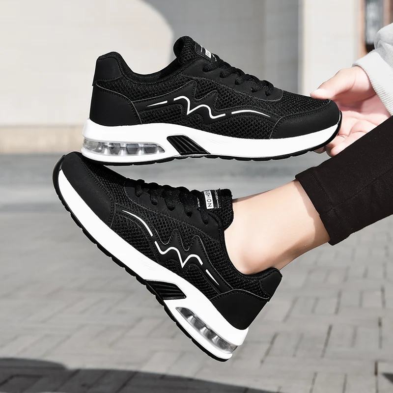 Women Air Cushion Shock Absorption Running Shoes Breathable Anti-slip Lightweight Outdoor Gym Fitness Casual Daily Wear Sneakers