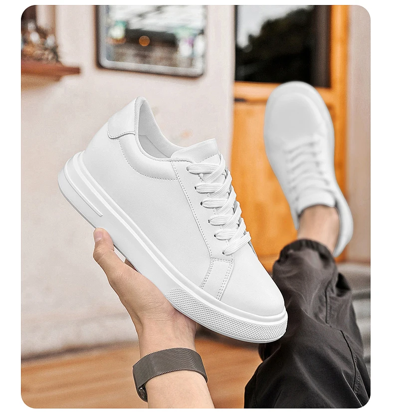 New Men’s Sneakers Elevator Shoes Heightening Height Increase Insole 6-10CM High Heels Shoes Leather Sport Shoes Men Shoes