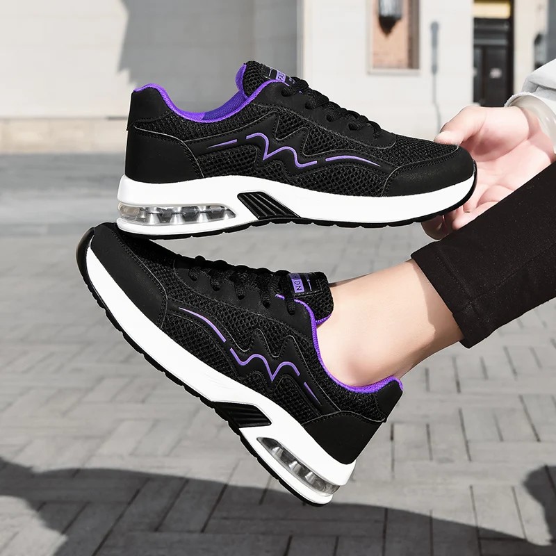 Women Air Cushion Shock Absorption Running Shoes Breathable Anti-slip Lightweight Outdoor Gym Fitness Casual Daily Wear Sneakers