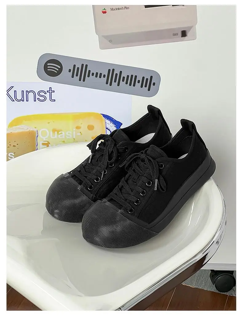 Unisex Big Head Board-shoe White Platform Canvas Shoes High Street Fashion Commuting Luxury Brand Couple Casual Sneakers