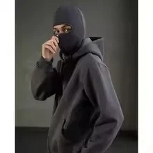 Sweatshirt with Hooded Face Mask Zipper Design Men Balaclava Zip Hoodie Autumn Winter Warm Sports Jacket Outdoor Activities