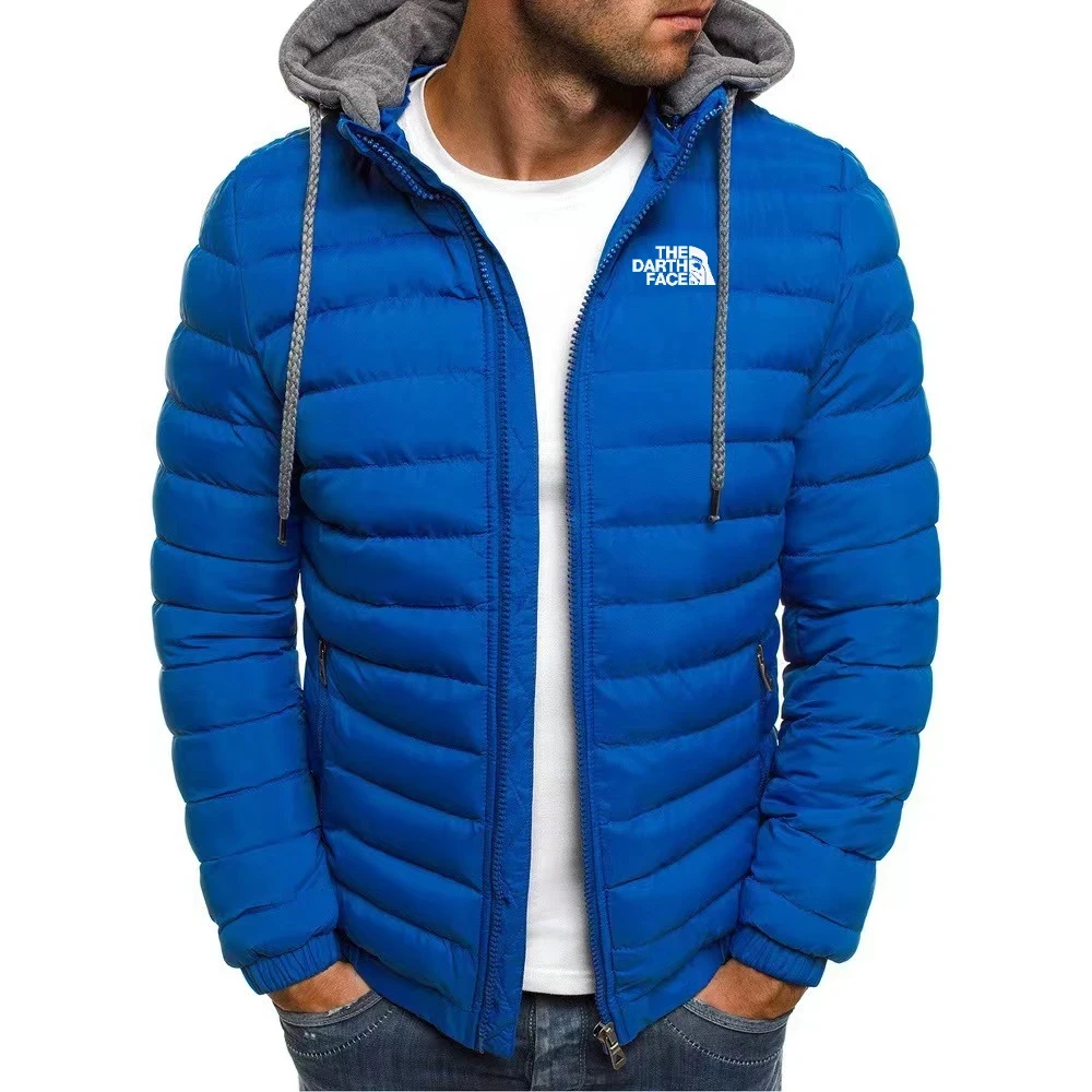 2024 casual outdoor winter men’s warm zipper street business travel slim fit fashionable hooded jacket