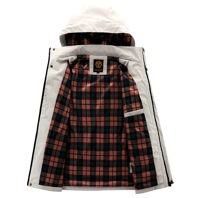 Fashion Men’s Casual Windbreaker Jackets Hooded Jacket Man Waterproof Outdoor Soft Shell Winter Coat Clothing Warm Plus Size