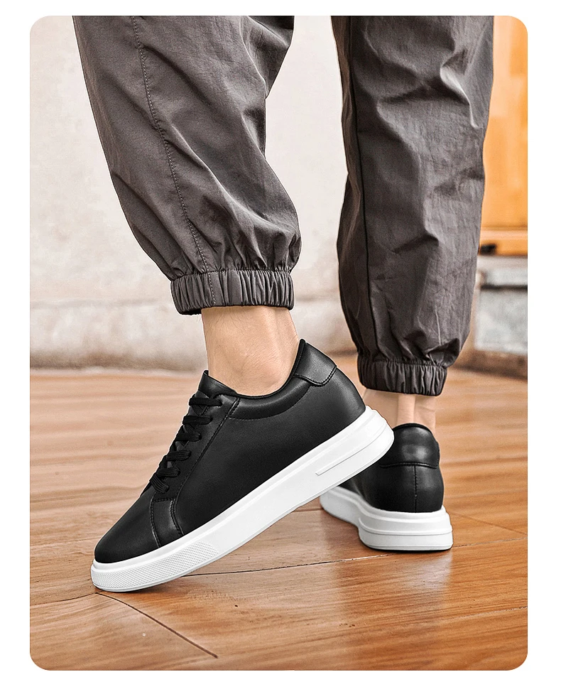 New Men’s Sneakers Elevator Shoes Heightening Height Increase Insole 6-10CM High Heels Shoes Leather Sport Shoes Men Shoes